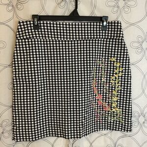 Women's Charter Club Golf Skort Black Check Embroidered Pull On Stretch size 12